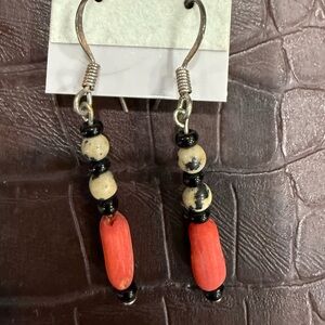 Elegant Black and Red Beaded Earrings